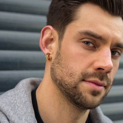 Punk Spike Rivet Hoop Earrings for Men