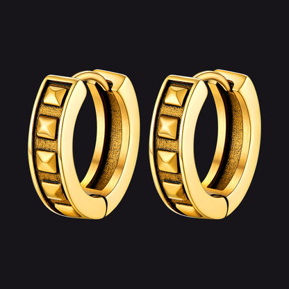 Punk Spike Rivet Hoop Earrings for Men