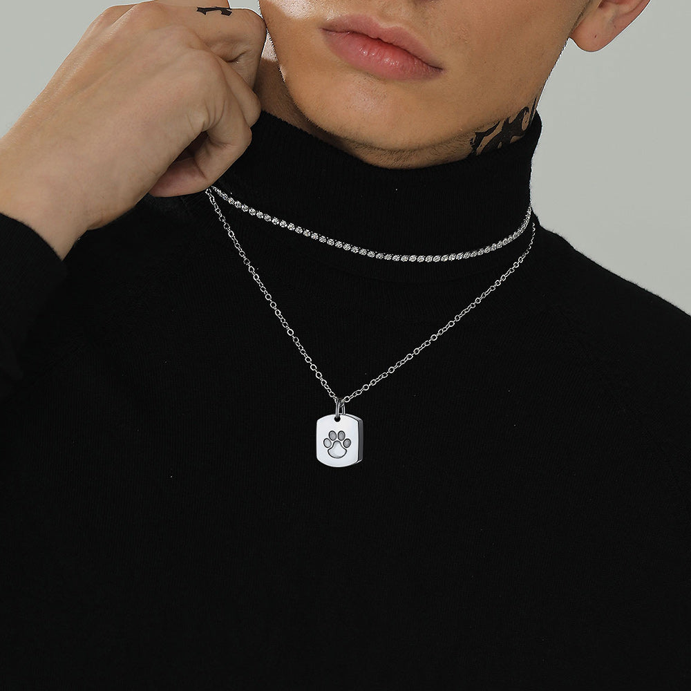 Puppy Feet Urn Dog Tag Necklaces for Ashes for Women Men