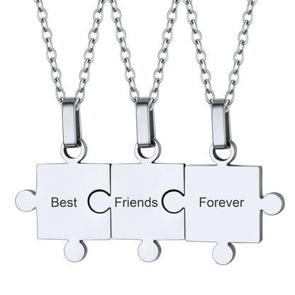 Custom Puzzle Matching Necklace Personalized Names Pendant Set for Couple Family Friends