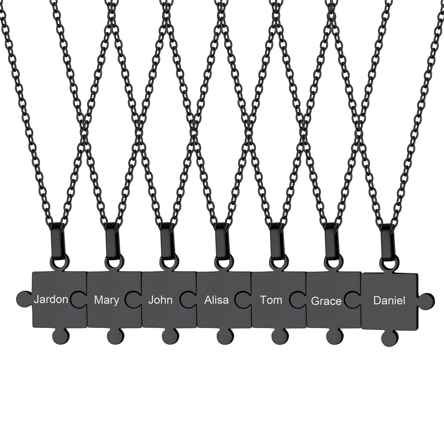 Custom Puzzle Matching Necklace Personalized Names Pendant Set for Couple Family Friends