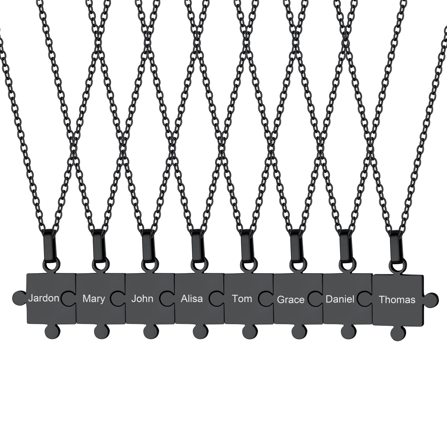 Custom Puzzle Matching Necklace Personalized Names Pendant Set for Couple Family Friends