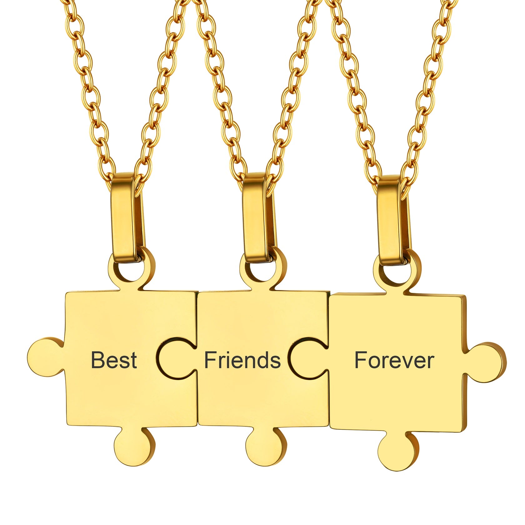 Custom Puzzle Matching Necklace Personalized Names Pendant Set for Couple Family Friends