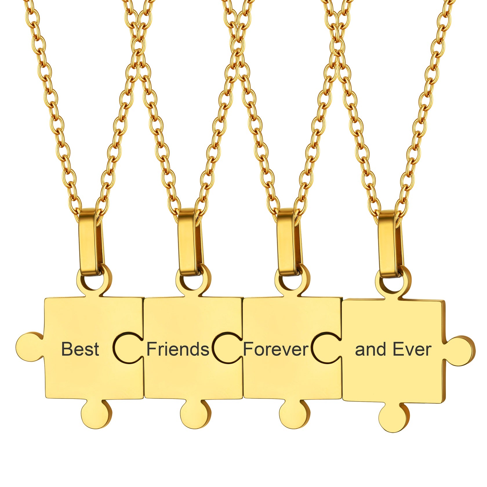 Custom Puzzle Matching Necklace Personalized Names Pendant Set for Couple Family Friends