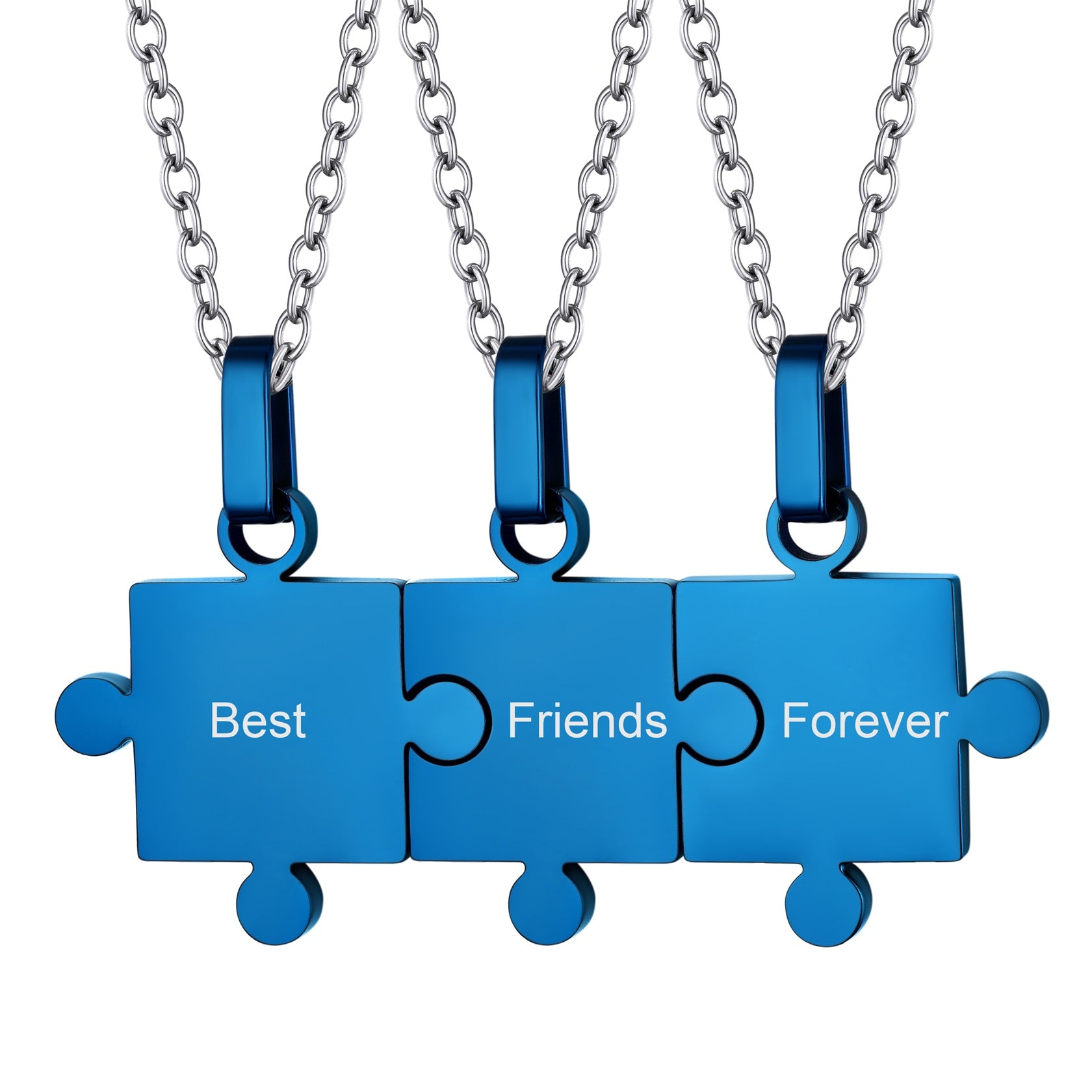 Custom Puzzle Matching Necklace Personalized Names Pendant Set for Couple Family Friends