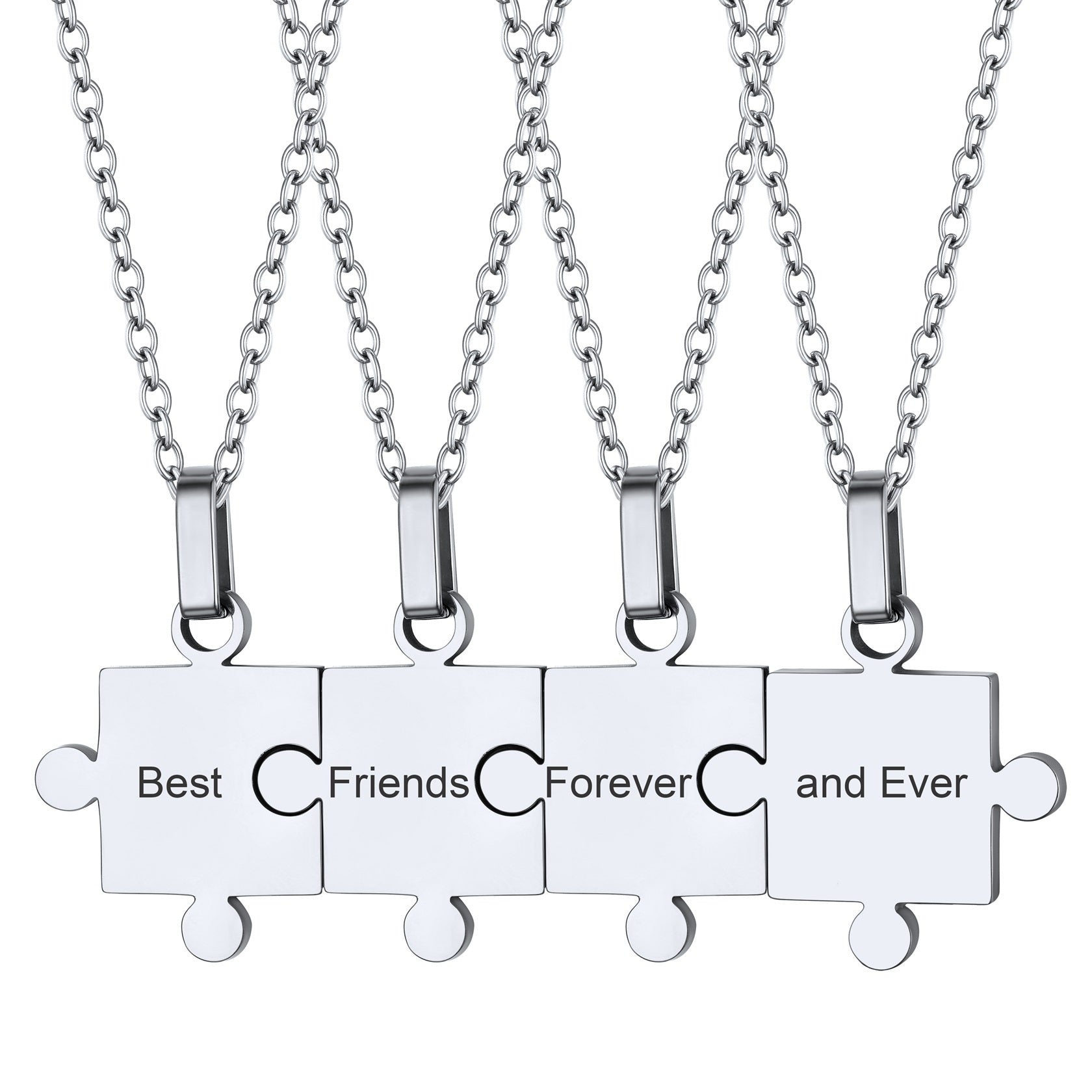 Custom Puzzle Matching Necklace Personalized Names Pendant Set for Couple Family Friends