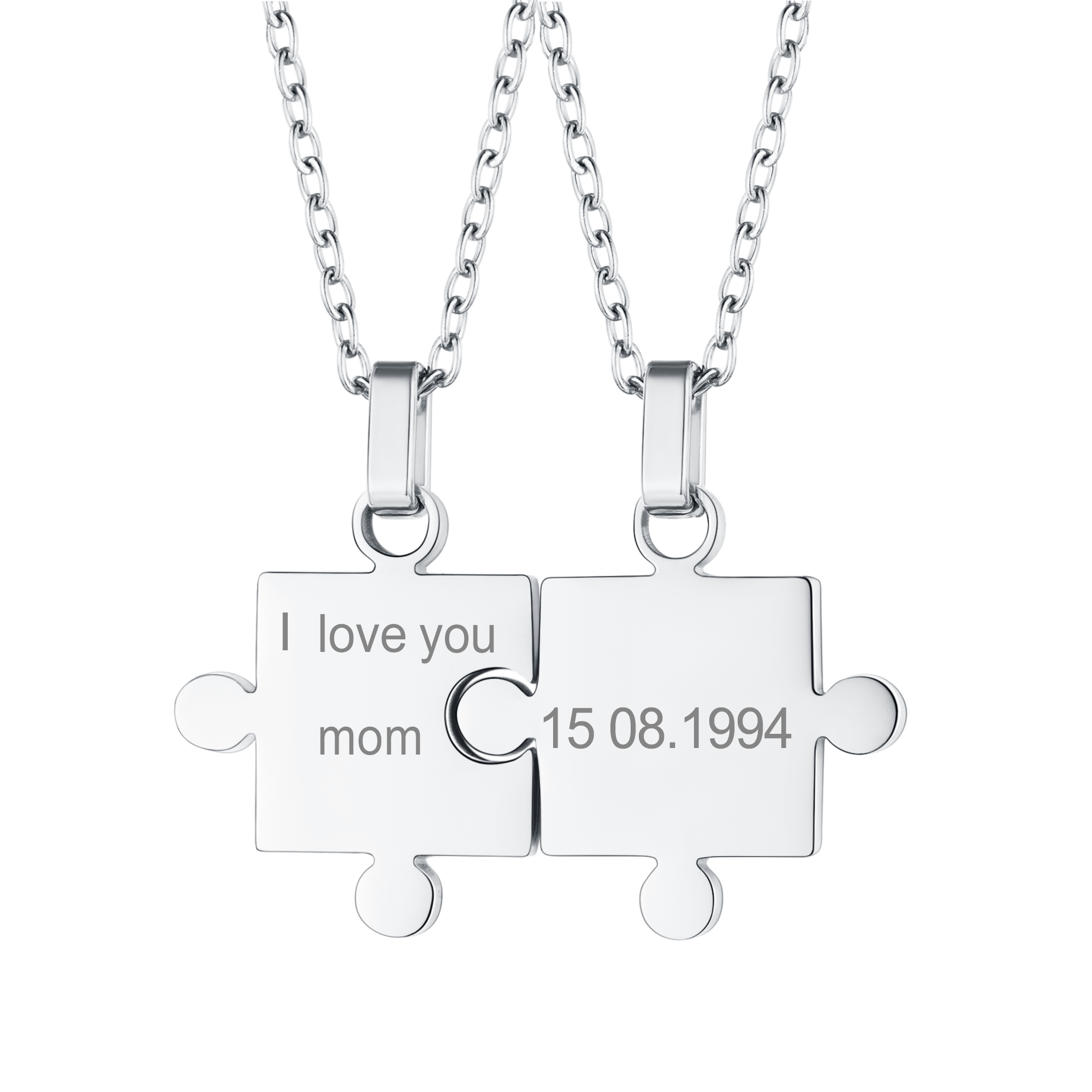 Custom Puzzle Matching Necklace Personalized Names Pendant Set for Couple Family Friends