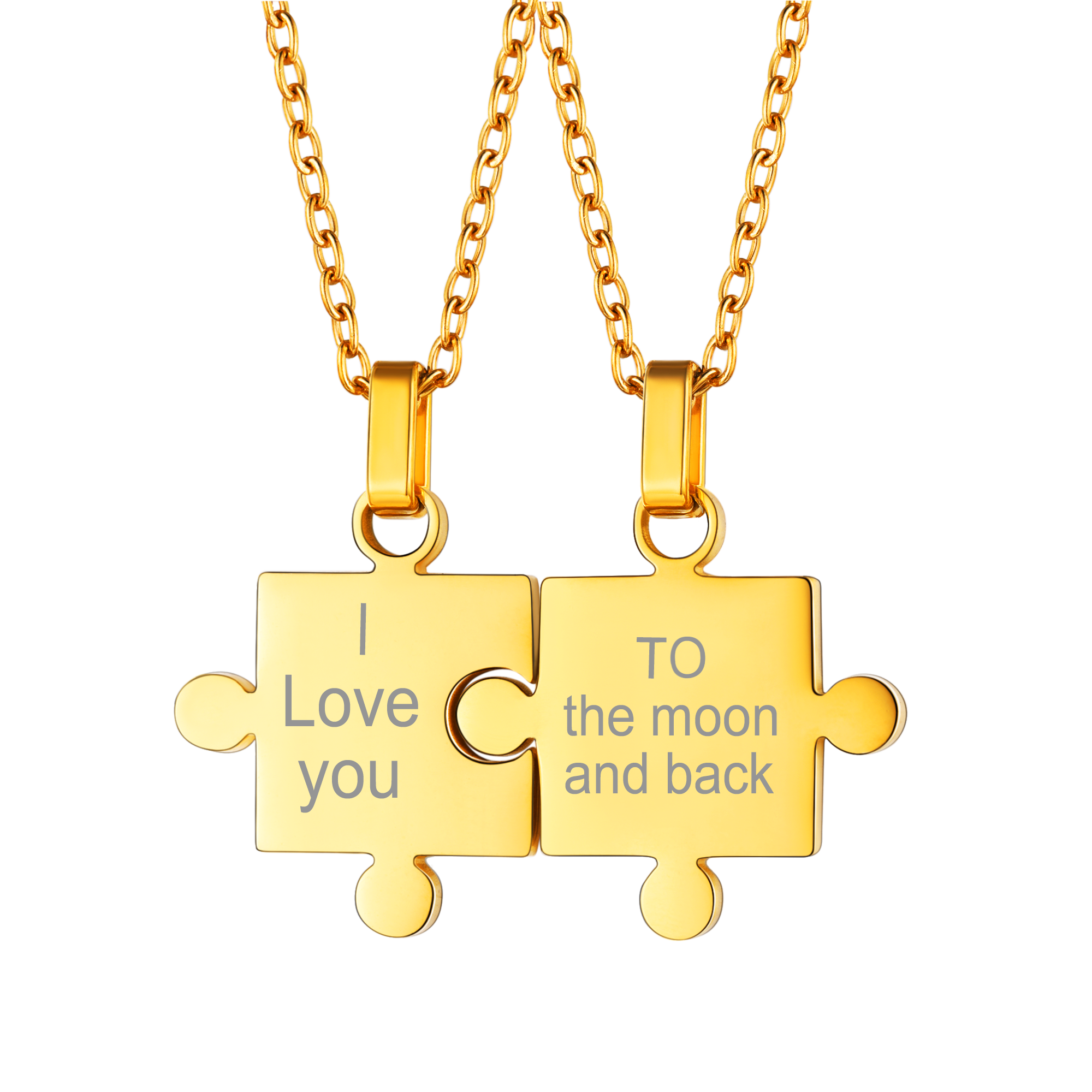 Custom Puzzle Matching Necklace Personalized Names Pendant Set for Couple Family Friends