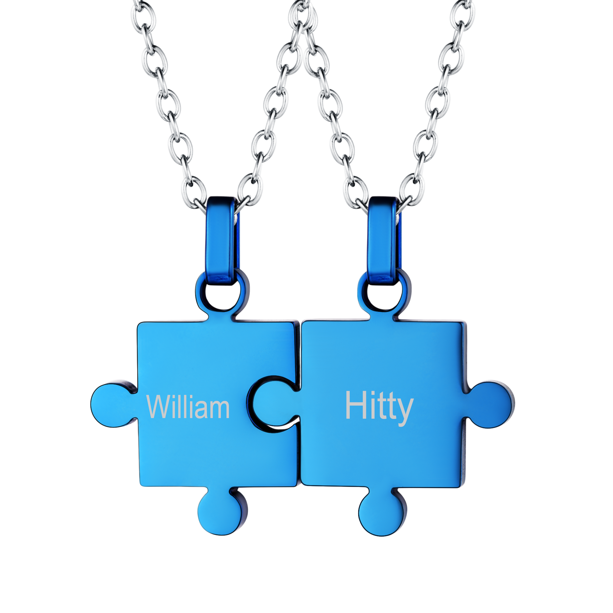 Custom Puzzle Matching Necklace Personalized Names Pendant Set for Couple Family Friends