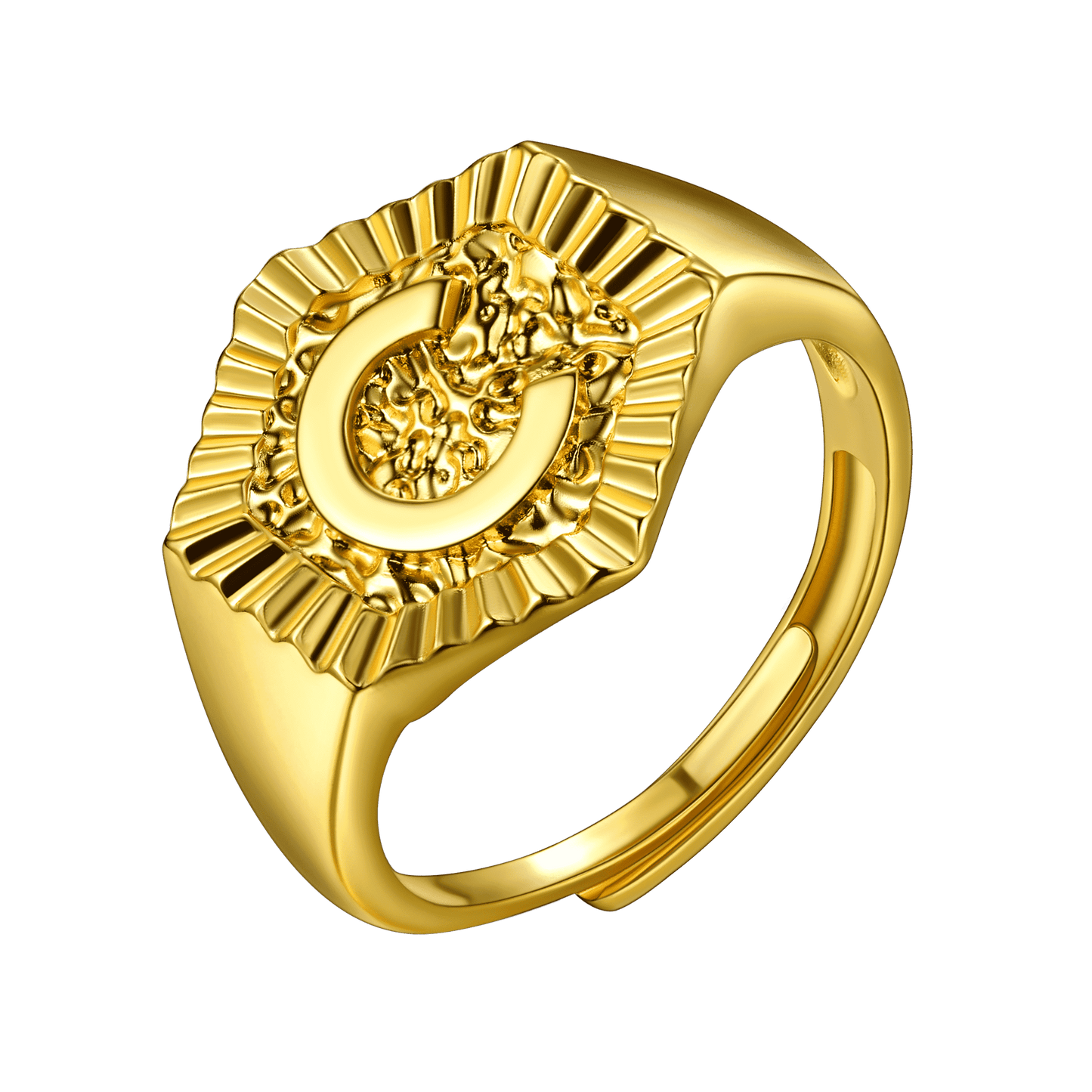 FaithHeart Initial Signet Ring Stainless Steel For Unisex Wedding Band FaithHeart