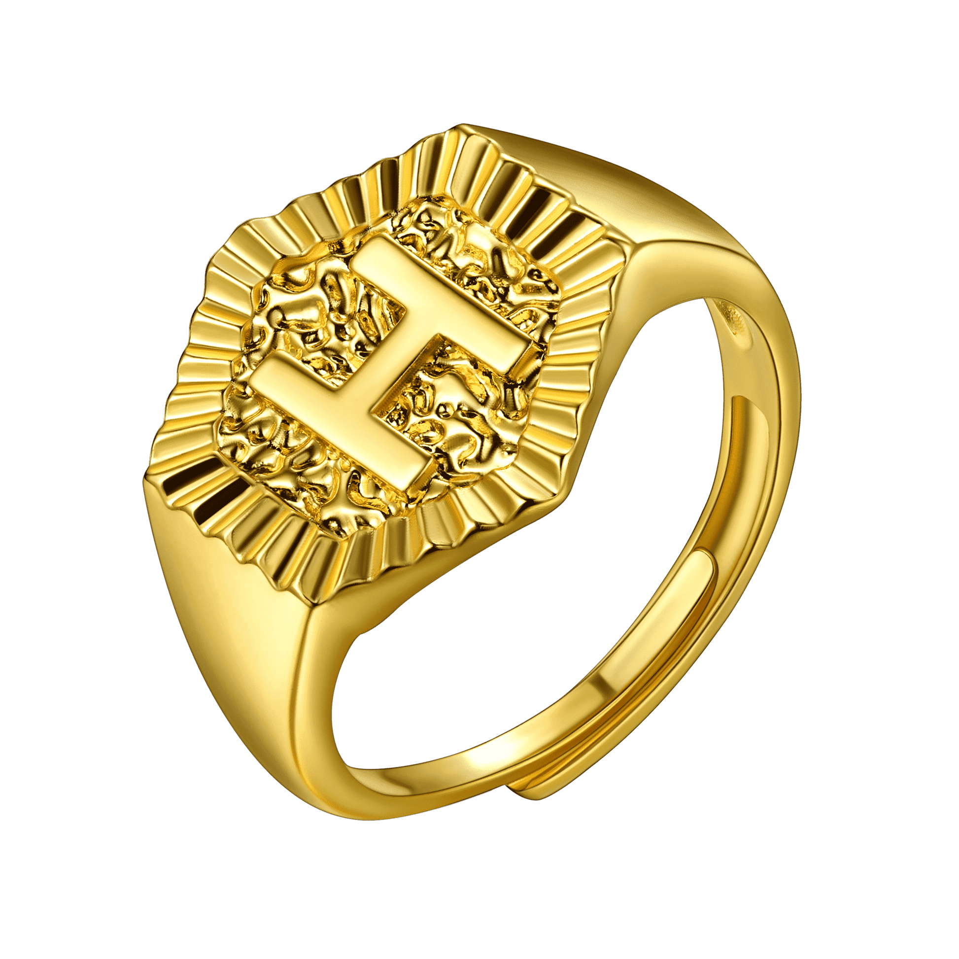 FaithHeart Initial Signet Ring Stainless Steel For Unisex Wedding Band FaithHeart