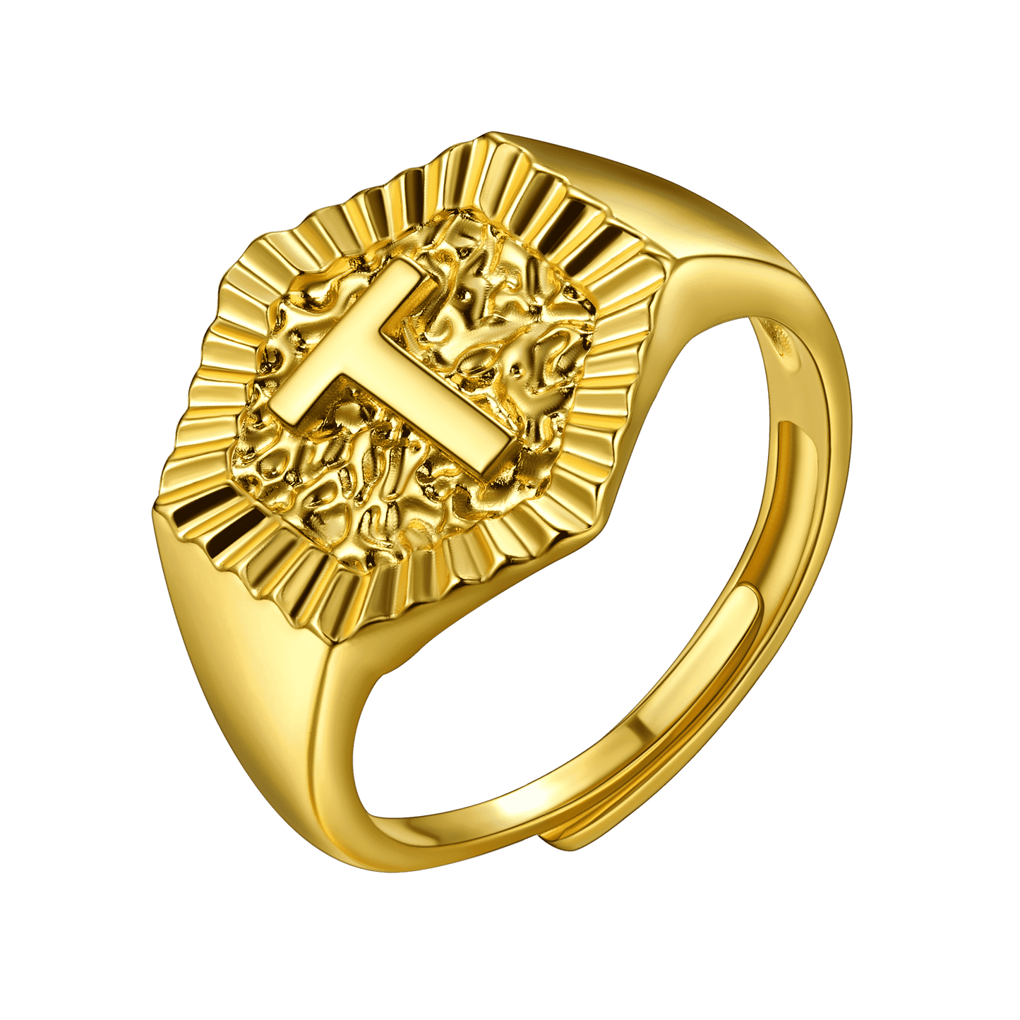 FaithHeart Initial Signet Ring Stainless Steel For Unisex Wedding Band FaithHeart