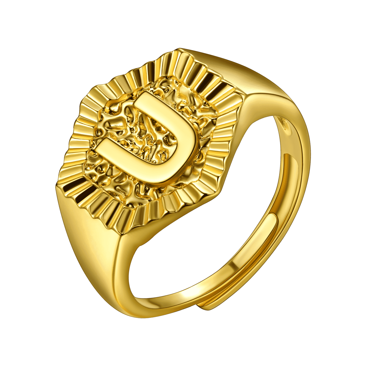 FaithHeart Initial Signet Ring Stainless Steel For Unisex Wedding Band FaithHeart