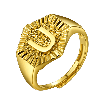 FaithHeart Initial Signet Ring Stainless Steel For Unisex Wedding Band FaithHeart