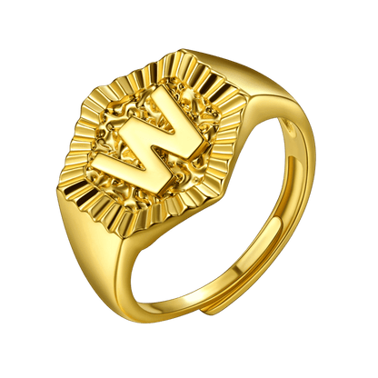 FaithHeart Initial Signet Ring Stainless Steel For Unisex Wedding Band FaithHeart