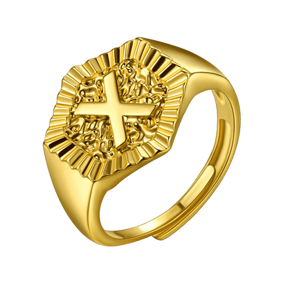 FaithHeart Initial Signet Ring Stainless Steel For Unisex Wedding Band FaithHeart