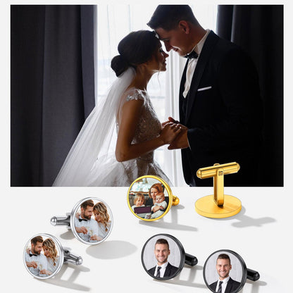 Personalized Wedding Photo Cufflinks for Men Groom
