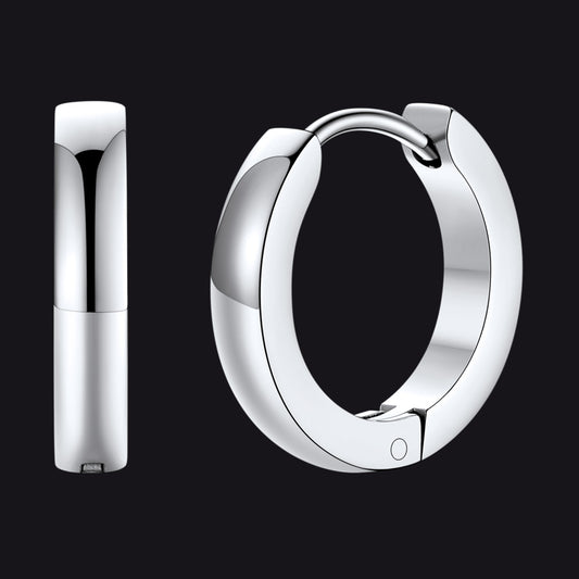 12mm Steel Hoop Earrings Everyday Wearimg