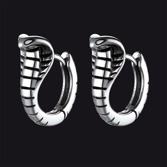 FaithHeart Gothic Punk Snake Hoop Earrings Stainless Steel FaithHeart