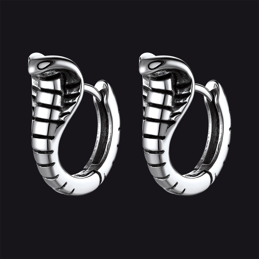 FaithHeart Gothic Punk Snake Hoop Earrings Stainless Steel FaithHeart