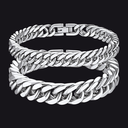 Steel Cuban Link Bracelet for Couples