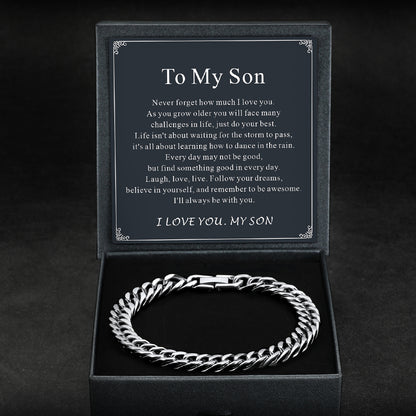 Stainless steel Cuban chain bracelet gift for son