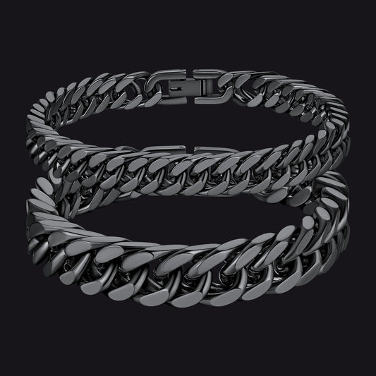 8mm&12mm Black Cuban Link Bracelet for Couplesimg