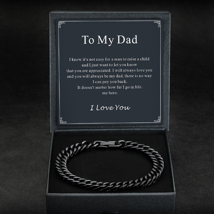 Stylish Cuban link bracelet for men with a message to 'My Dad' 