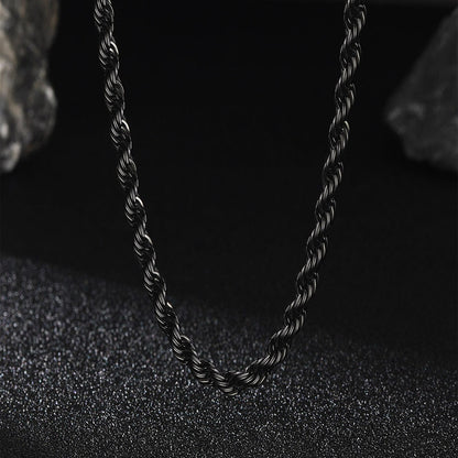 Unisex layered 3mm and 6mm stainless steel rope chain set