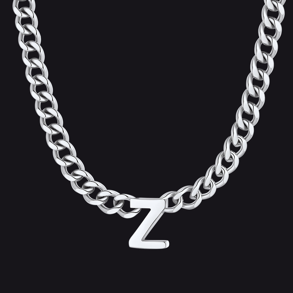 Silver Cuban link initial Z necklace ¨C silver Z Cuban link chain