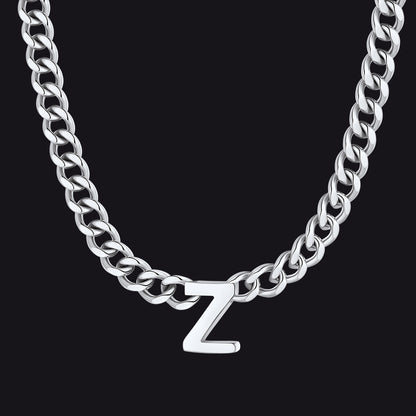 Silver Cuban link initial Z necklace ¨C silver Z Cuban link chain