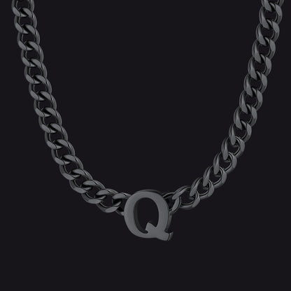 Black Cuban link initial Q necklace ¨C matte Q initial black choker