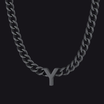 Black Cuban link initial Y necklace ¨C bold black Y initial necklace