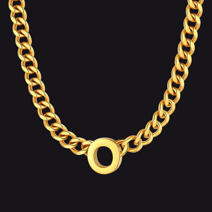Gold Cuban link initial O necklace ¨C bold gold O charm necklace