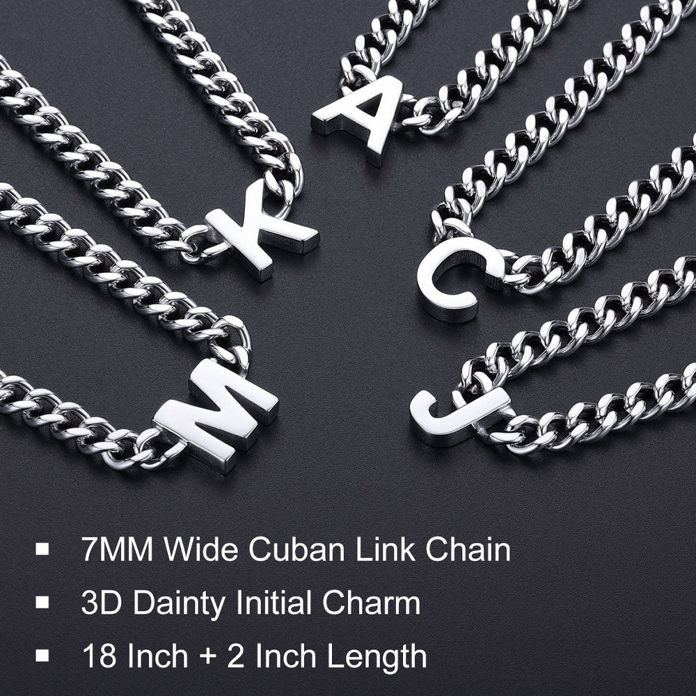 Initial A-Z Cuban Link Letter Chain Choker Necklace  for Men Women FaithHeart Jewelry