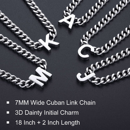 Initial A-Z Cuban Link Letter Chain Choker Necklace  for Men Women FaithHeart Jewelry