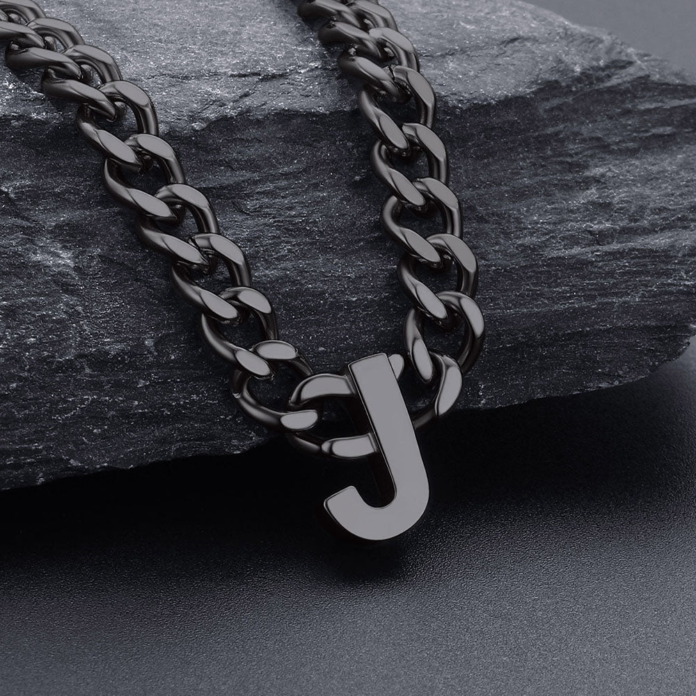 Initial A-Z Cuban Link Letter Chain Choker Necklace  for Men Women FaithHeart Jewelry