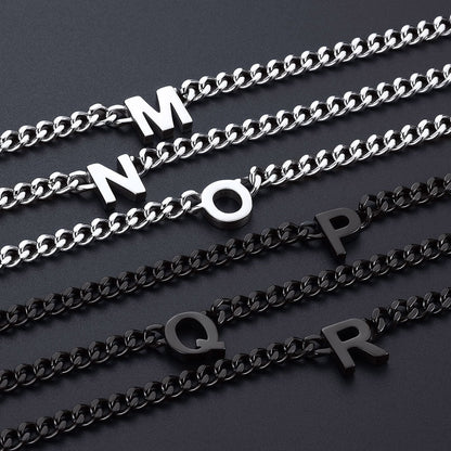 Initial A-Z Cuban Link Letter Chain Choker Necklace  for Men Women FaithHeart Jewelry