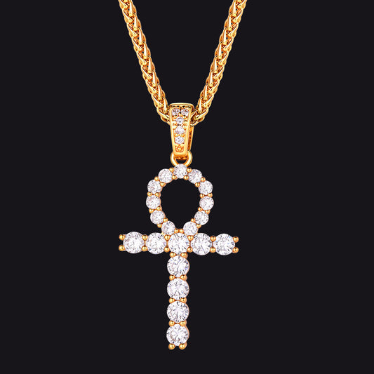 Ankh Cross Necklace with Zirconia for Menimg
