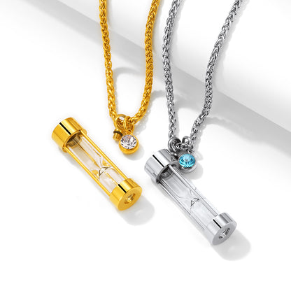 Birthstone Hourglass Urn Necklace for Ashes Cremation Keepsakes for Women Men
