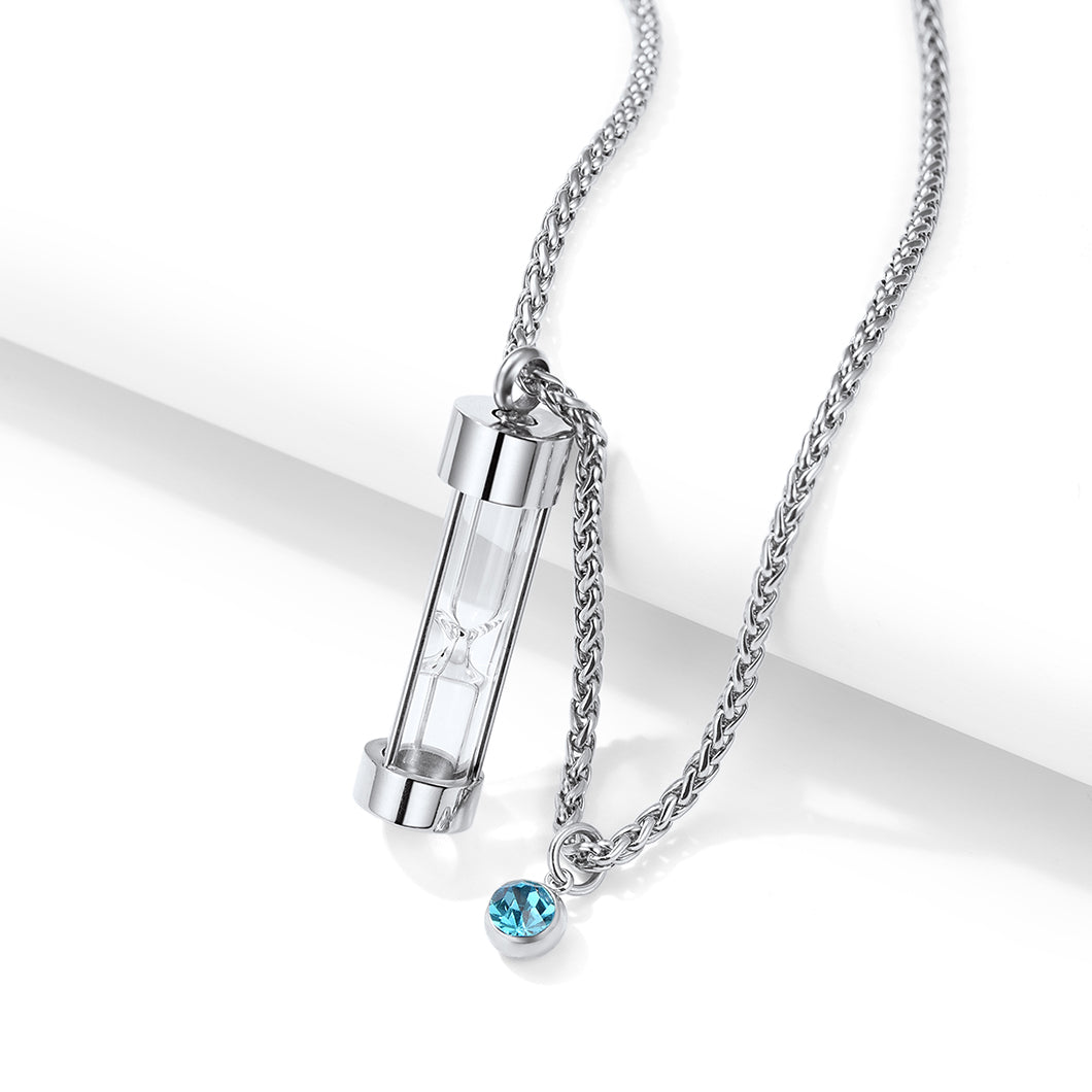 Birthstone Hourglass Urn Necklace for Ashes Cremation Keepsakes for Women Men