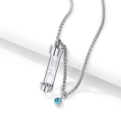 Birthstone Hourglass Urn Necklace for Ashes Cremation Keepsakes for Women Men