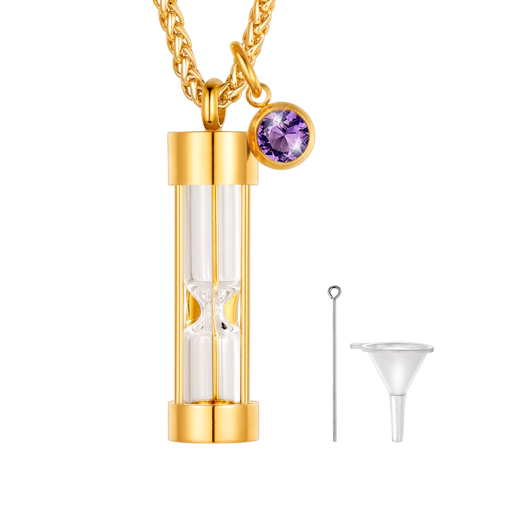 Birthstone Hourglass Urn Necklace for Ashes Cremation Keepsakes for Women Men