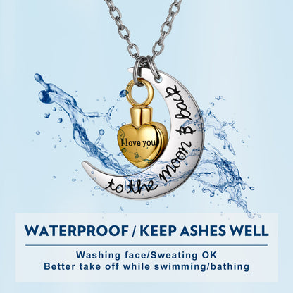   Custom Moon Heart Urn Necklace Cremation Pendant for Ashes