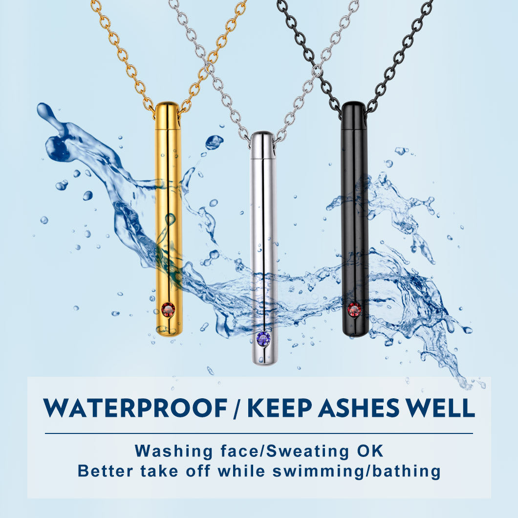  Personalized Bar Urn Necklace for Ashes with Birthstone Keepsake Memorial Jewelry