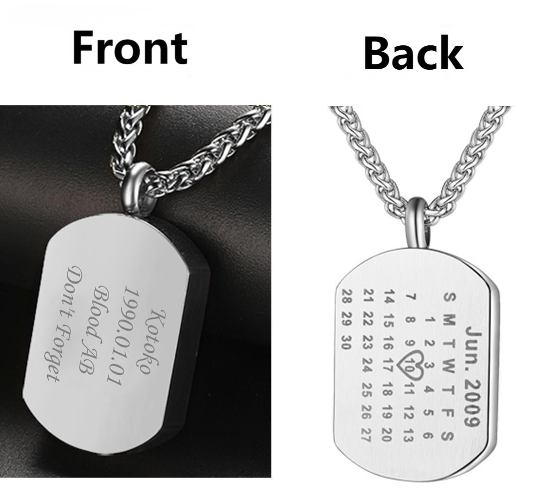 Customized Urn Dog Tag Necklace for Ashes Memorial Jewelry