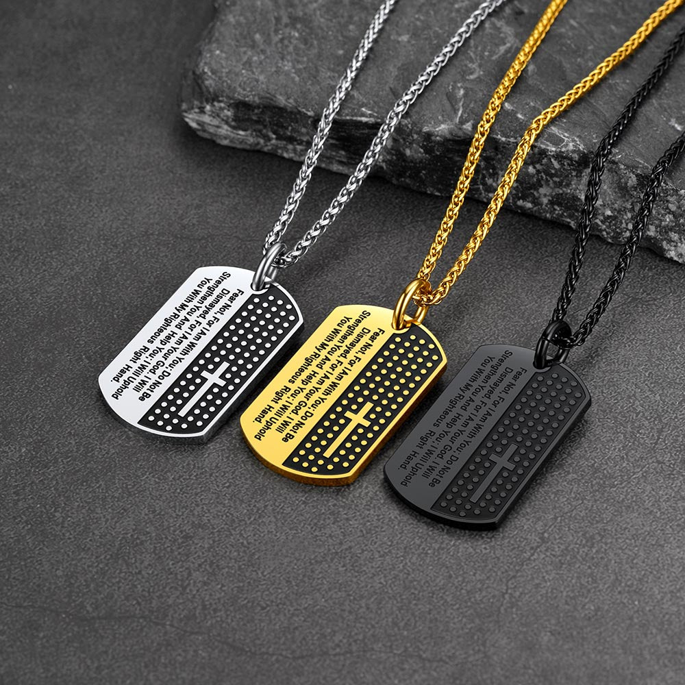 FaithHeart Custom Military Bible Cross Dog Tag Necklace For Men FaithHeart