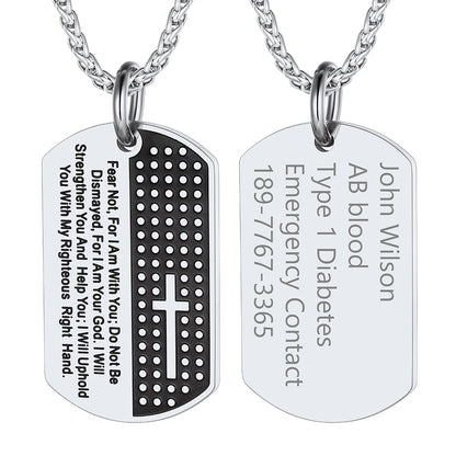 Custom Engraved Military Bible Cross Dog Tag Necklace For Men FaithHeart Jewelry