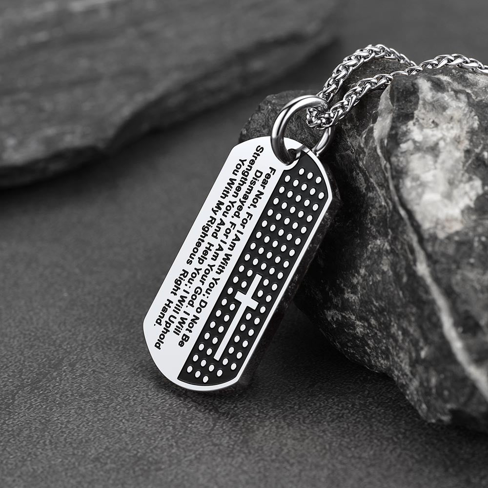 FaithHeart Custom Military Bible Cross Dog Tag Necklace For Men FaithHeart