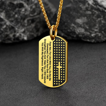 FaithHeart Custom Military Bible Cross Dog Tag Necklace For Men FaithHeart